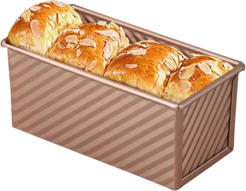 Miniatura 3 de Molde pequeño Pullman para pan con tapa, capacidad de masa de 0.5 libras, mini molde para tostadas de acero al carbono para hornear pan