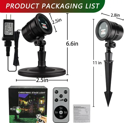 Miniatura 8 de Proyector de luces láser de Navidad para exteriores: impermeable al aire libre decoraciones de Navidad luz láser, luces de Navidad de proyección