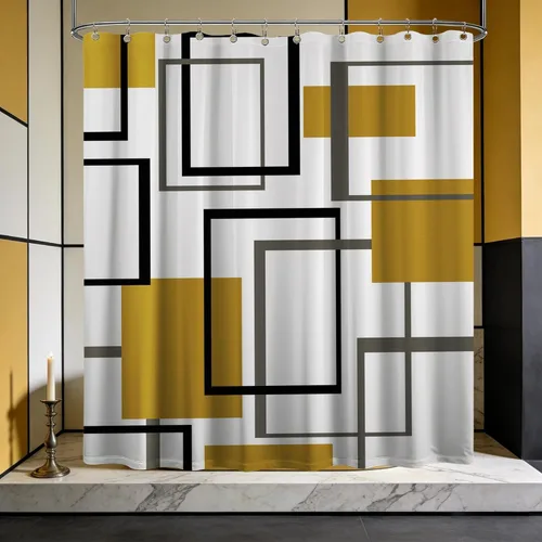 Miniatura 34 de Cortina de Ducha en Blanco y Negro Geométrica Cortinas de Ducha para Decoración de Baños de Hombres Juego de Cortina de Baño en Negro Blanco y Gris