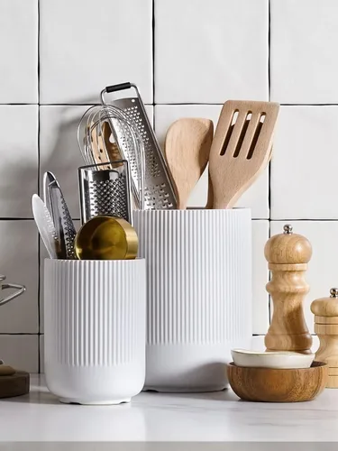 Miniatura 3 de LE TAUCI Morden - Soporte para utensilios de cocina de cerámica de 7.3 + 5.4 pulgadas para encimera, utensilios de cocina grandes para encimera