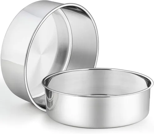 Miniatura 10 de P&P CHEF - Juego de moldes para tartas de 8 pulgadas, moldes redondos para hornear de acero inoxidable para capas, moldes para tartas de cumpleaños