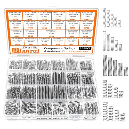 Miniatura 9 de Dianrui Kit surtido de 50 resortes torsionales, 45/90/120 grados, 15 tamaños, acero inoxidable 304, mecánico, pequeño resorte de torsión