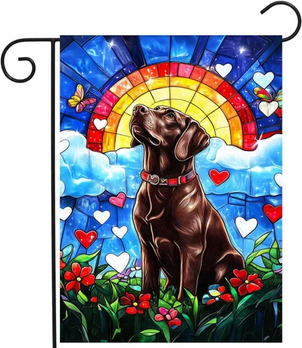 Miniatura 18 de Bandera de jardín floral Border Collie bandera de patio primavera verano bandera de patio flor perro banderas de jardín para exteriores pequeñas