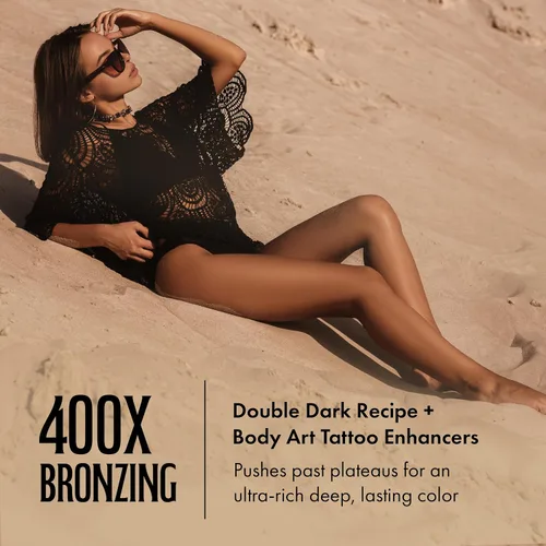 Miniatura 3 de Brown Sugar Loción bronceadora sumergida en la oscuridad, bronceador doble oscuro 400X con ácido hialurónico, colágeno y potenciadores de tatuajes