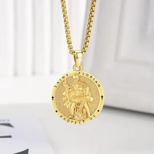 Miniatura 478 de Collar con colgante de plata de ley 925 con medalla de San Patrón, joyería religiosa para hombres y mujeres, con cadena de acero inoxidable 316L