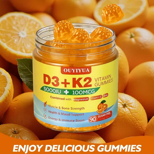 Miniatura 3 de Gomitas de vitamina D3 K2, vitamina D3 5000IU + K2 (MK-7) 100mcg gomitas para adultos Apoyo a la salud inmunológica, aumento de la función dental