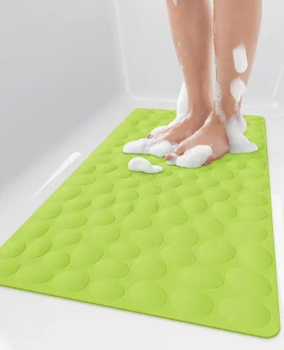 Miniatura 12 de Bligli Tapete para bañera antideslizante, estándar de 16 x 31.5 pulgadas, con ventosas fuertes, goma suave, antideslizante, lavable a máquina, Beige