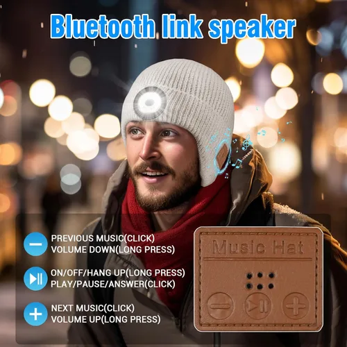 Miniatura 61 de Gorro Bluetooth con auriculares ligeros e inalámbricos, micrófono integrado y altavoces estéreo mejorados con música