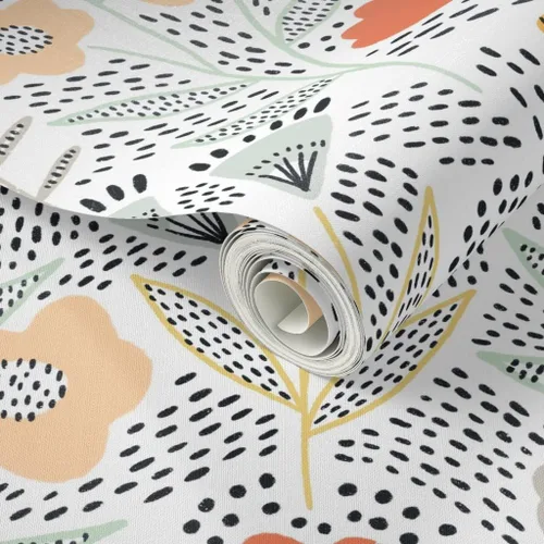 Miniatura 2 de Papel tapiz para despegar y pegar, diseño de flores de color naranja, papel pintado extraíble personalizado Spoonflower