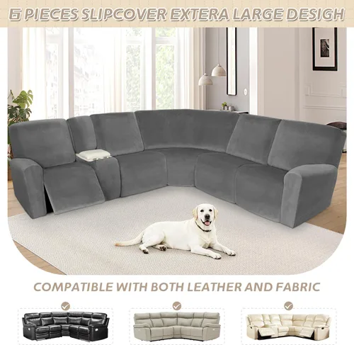 Miniatura 636 de Arfntevss Fundas de sofá seccional reclinable de terciopelo, Funda de sofá seccional de esquina para sofá reclinable, Funda elástica suave
