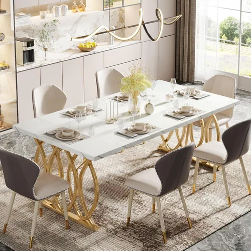 Miniatura 6 de Tribesigns Mesa de comedor moderna, mesa grande de cocina de 63" para 4-6 personas, mesa de cena rectangular única para cocina y muebles de comedor