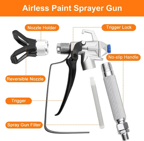 Miniatura 2 de Kit de 26 pistolas pulverizadoras de pintura sin aire, pistola de pulverización sin aire de alta presión de 3600 PSI con manguera de alta presión