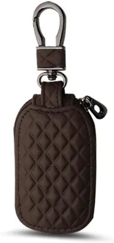 Miniatura 8 de BELOMI Estuche para llaves de auto, funda de llave remota de cuero genuino, llavero con gancho de metal, bolsa con cremallera para llave de vehículo