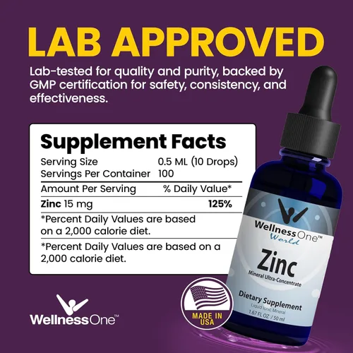 Miniatura 2 de WellnessOne Gotas de zinc líquido iónico para apoyo a la inmunidad, suplementos líquidos de zinc altamente absorbibles para niños y adultos, probado