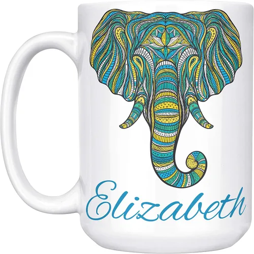 Miniatura 6 de Regalos de elefante, taza de café personalizada de 11 oz con nombre de elefante - Regalos de Navidad para mujeres, niños - Bonita taza de té