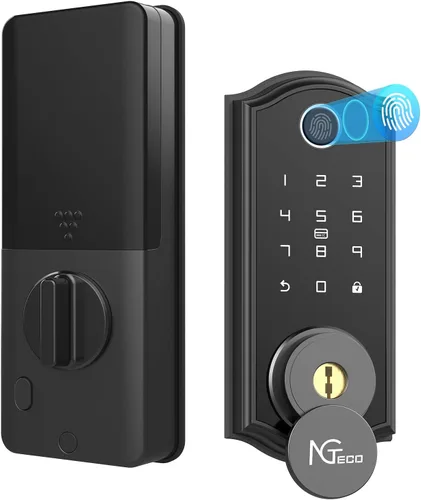 Miniatura 9 de NGTeco Cerradura de puerta inteligente con manija de palanca, cerrojo de huella digital sin llave Wi-Fi, control de aplicación y teclado de pantalla