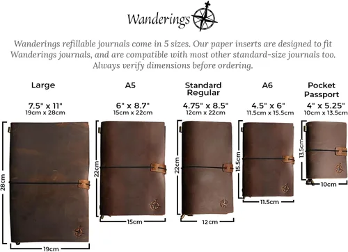 Miniatura 4 de WANDERINGS Recambio de cuaderno de viaje A5 en blanco / Recambio de diario A5 5.5 x 8.3 pulgadas (5.5 x 8.3 in) 3 cuadernos, 240 páginas