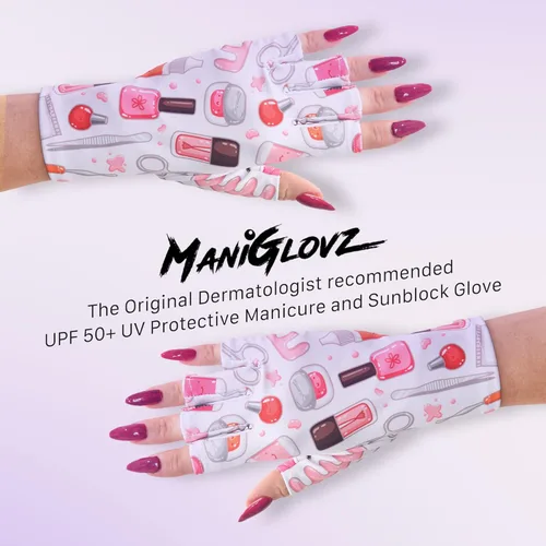 Miniatura 2 de ManiGlovz - Guantes de uñas originales con protección UPF 50+ UV Guantes de manicura de gel y guantes anti UV sin dedos para mujeres Se pueden