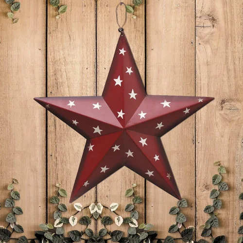 Miniatura 4 de Attraction Design Decoración patriótica de pared de estrella de granero de metal, estrella de metal rústico colgante de 12 pulgadas para decoración