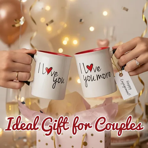 Miniatura 5 de Cottage Creek Tazas Juego de 2 tazas de café de cerámica de 16 onzas Tazas de café I Love You More para hombres y mujeres Perfecto compromiso
