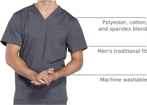 Miniatura 30 de Cherokee WW Professionals WW695 - Camisa de uniforme sanitario para hombre, con cuello en V