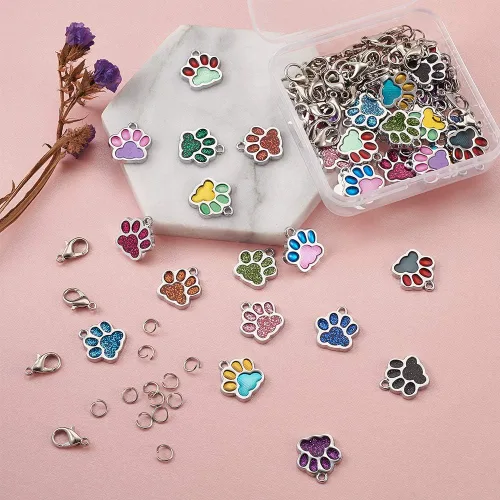Miniatura 6 de Colgantes de esmalte de aleación con anillos de salto y cierres de pinza de langosta, Plástico