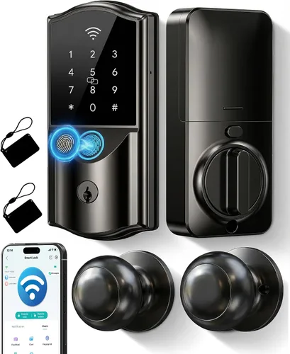 Miniatura 12 de Cerradura Inteligente WiFi para Puerta Principal – Cerrojo Electrónico de Entrada sin Llave Firstriver con Huella Dactilar Biométrica y Teclado