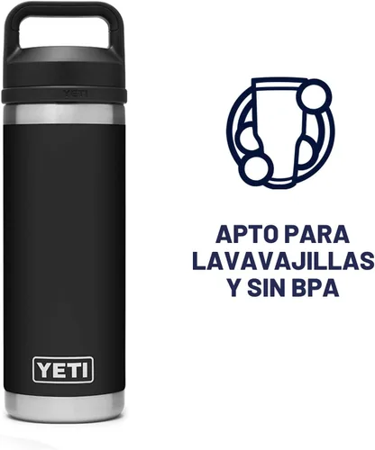 Miniatura 5 de YETI Rambler Botella de 18 oz, aislada al vacío, de acero inoxidable con tapa Chug, negro