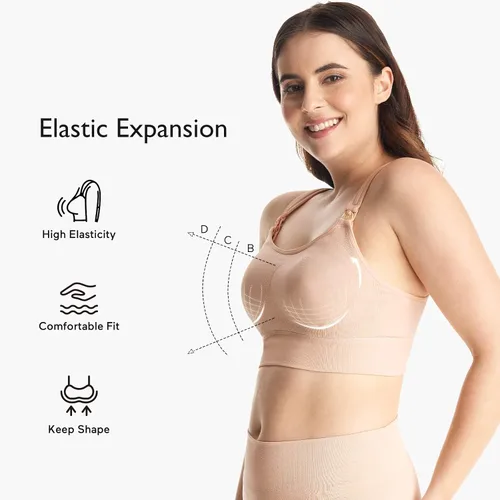 Miniatura 2 de Momcozy Lycra Pumping Bra Hands Free with Fixed Padding, Comfortable Support Pumping and Nursing Bra in One
