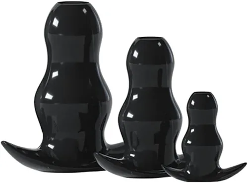 Enchufe anal, 3 piezas de silicona tapón de anal dilatador anal para adultos, juguete sexual para hombres, mujeres y parejas, color negro