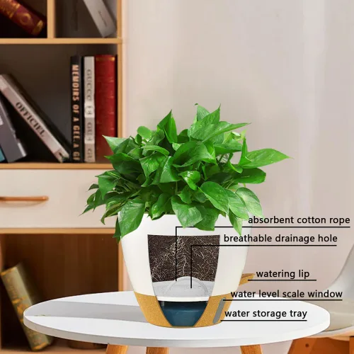 Miniatura 4 de Paquete de 2 macetas colgantes, macetas colgantes de riego automático de 10 pulgadas para plantas de interior y exterior, cesta colgante para negro