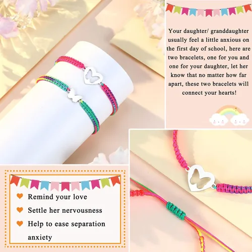 Miniatura 4 de ORISPRE First Day of KindergartenPre k 1st Grade 2nd Gifts Mother Daughter Bracelets Matching Heart Wish Bracelet Set for 2 Gifts for Daughter