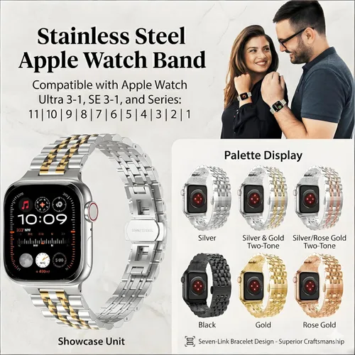 Miniatura 5 de Correa de repuesto para Apple Watch 38 mm, 40 mm, 42 mm, 44 mm, acero inoxidable, metal, Iwatch y iPhone, para Apple Watch Series 6/5/4/3/2/1/SE., 7
