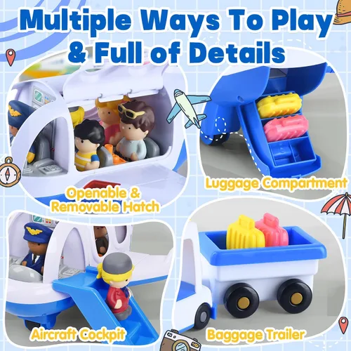 Miniatura 3 de Juguetes de avión PLAY para niños - Juguetes de avión para niños pequeños, aviones de viaje para niños de 2 años en adelante con figuras pequeñas