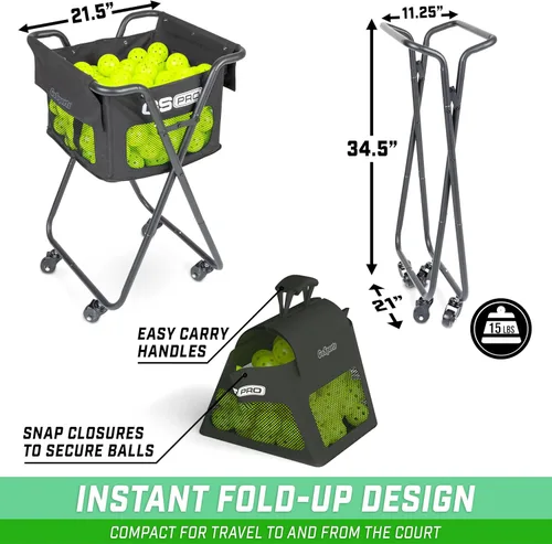 Miniatura 5 de GoSports Carrito de pelotas con ruedas: carrito portátil con capacidad para 140 pelotas de pickleball o 175 pelotas de tenis