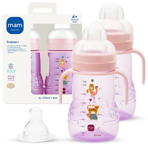Miniatura 7 de MAM Vaso Entrenador con Boquilla para Niños Pequeños de 1-3, 8 oz. Taza de Transición para Beber con Boquilla Extrasuave, Pezón sin Derrames y Asas