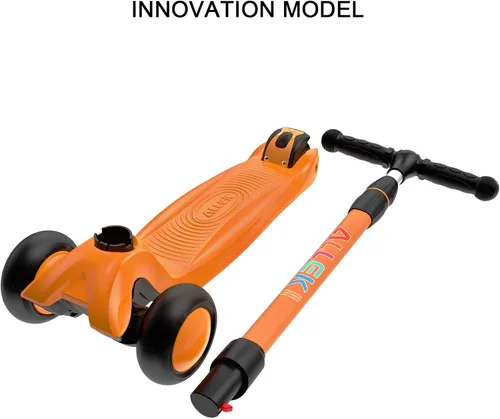 Miniatura 6 de Allek - Kick Scooter B03. Monopatín de 3 ruedas de Poliuretano iluminadas, extra anchas con sistema inclinable y deslizante (Lean 'N Glide), Naranja