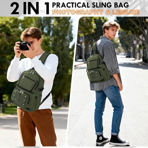 Miniatura 5 de RAINSMORE Bolsa para cámara DSLR y sin espejo para fotógrafos, impermeable, pequeña funda cruzada con inserto acolchado extraíble y soporte