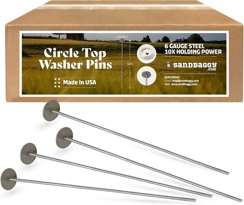 Miniatura 10 de Sandbaggy Pasadores superiores circulares de 12 pulgadas, fabricados en Estados Unidos, acero de calibre 6 de grado industrial, ideal para suelos