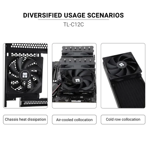 Miniatura 6 de Thermalright Ventilador de CPU TL-C12C, ventilador silencioso PWM de 4.724 in, 4 pines PWM, con rodamiento S-FDB incluido, refrigeración de PC