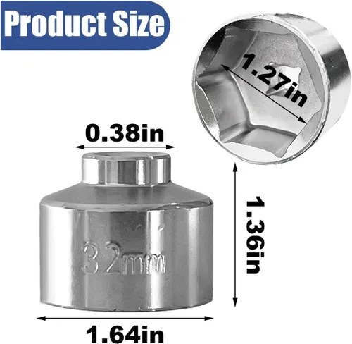 Miniatura 4 de Llave de filtro de aceite para coche de 32mm, herramienta de extracción de filtro de aceite de 3/8" de transmisión, llave de zócalo de transmisión