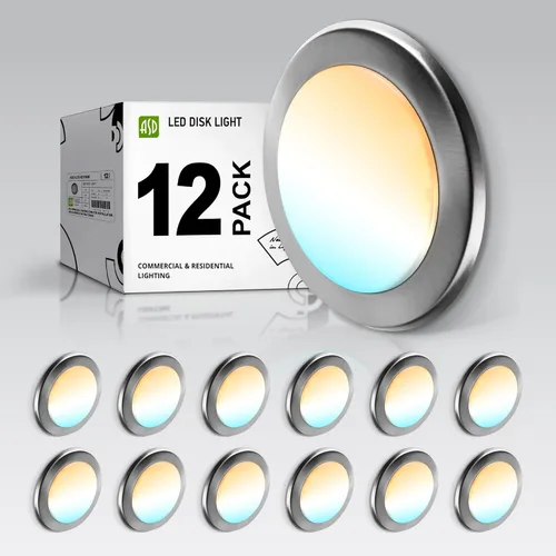 Miniatura 11 de ASD Paquete de 12 luces LED de disco de 6 pulgadas, 15 W 5000 K luz diurna 1300 LM CRI90+, luminaria empotrable regulable de techo, montaje en Blanco
