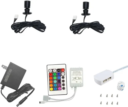 Xking Mini foco multicolor para interiores, luces de acento RGB con control remoto, incluye todos los accesorios, encendido instantáneo (paquete de