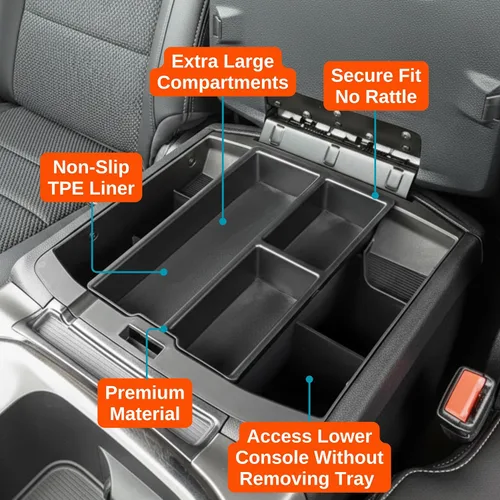 Miniatura 4 de Vehicle OCD - Bandeja organizadora de consola central inferior para Dodge RAM 1500 (2009-18), RAM 2500/3500 (2010-18), RAM 1500 Classic (2019)