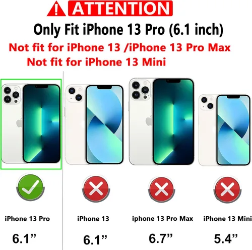 Miniatura 2 de Funda para iPhone 13 Pro, con cubierta para lente de cámara, protector de pantalla HD, [grado militar] anillo de montaje en coche con soporte Negro