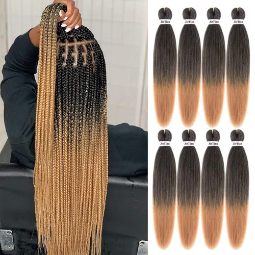 Miniatura 13 de Liang Dian Cabello Trenzado Preestirado Ombre de 12 Pulgadas, 8 Paquetes de Trenzas de Ganchillo Sintéticas, Ajuste con Agua Caliente, Extensiones