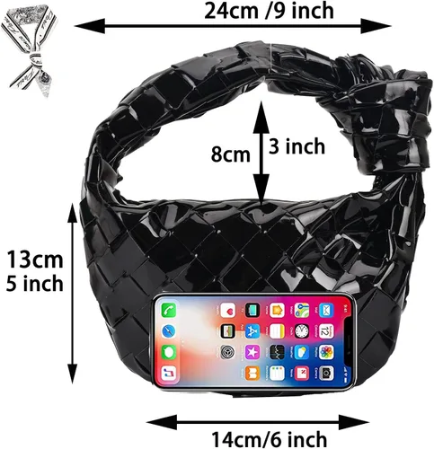 Miniatura 2 de ELDA Bolso de mano anudado para mujer, bolso de mano de moda, bolso de mano de charol, bolso de nube hecho a mano