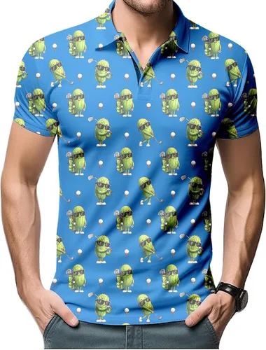 Miniatura 101 de Camisa de golf de los años 80 para hombre, ajuste seco, manga corta, estampada, divertidas, camisas de golf de los años 90 para hombre