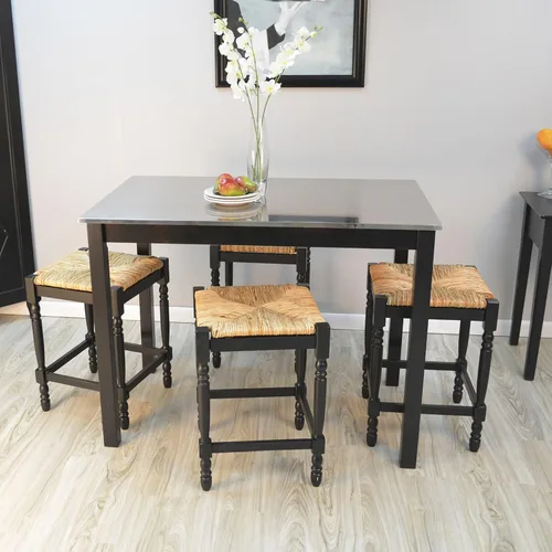 Miniatura 7 de Carolina Chair & Table Cambell - Mesa de barra superior de acero inoxidable con altura de mostrador, base rectangular contemporánea de acero