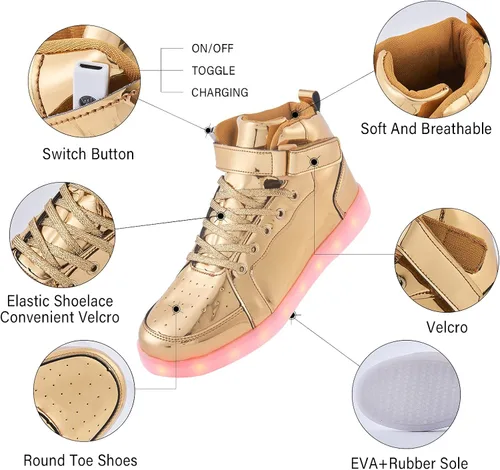 Miniatura 3 de YIQIZQ Zapatos deportivos con luz LED para mujeres y hombres, zapatos de baile hip-hop para Halloween, fiesta de Navidad con carga USB